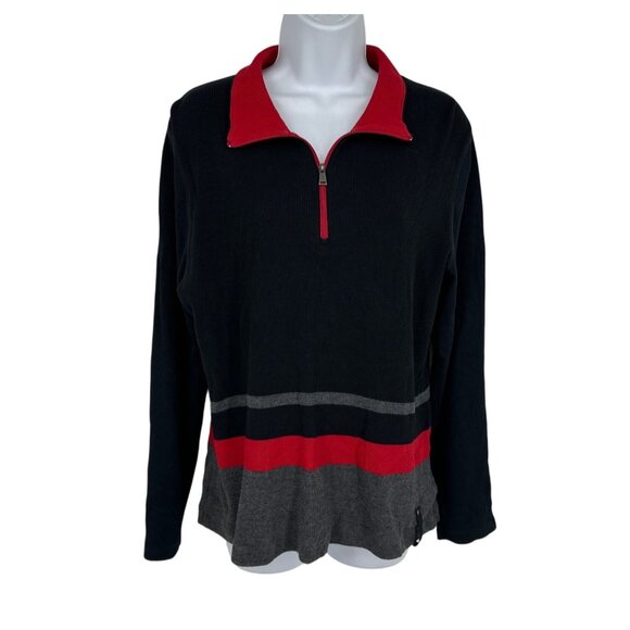 Lauren Ralph Lauren Active 1/4 Zip Long Sleeve Waffle Knit Top Women's Size XL - Picture 1 of 9